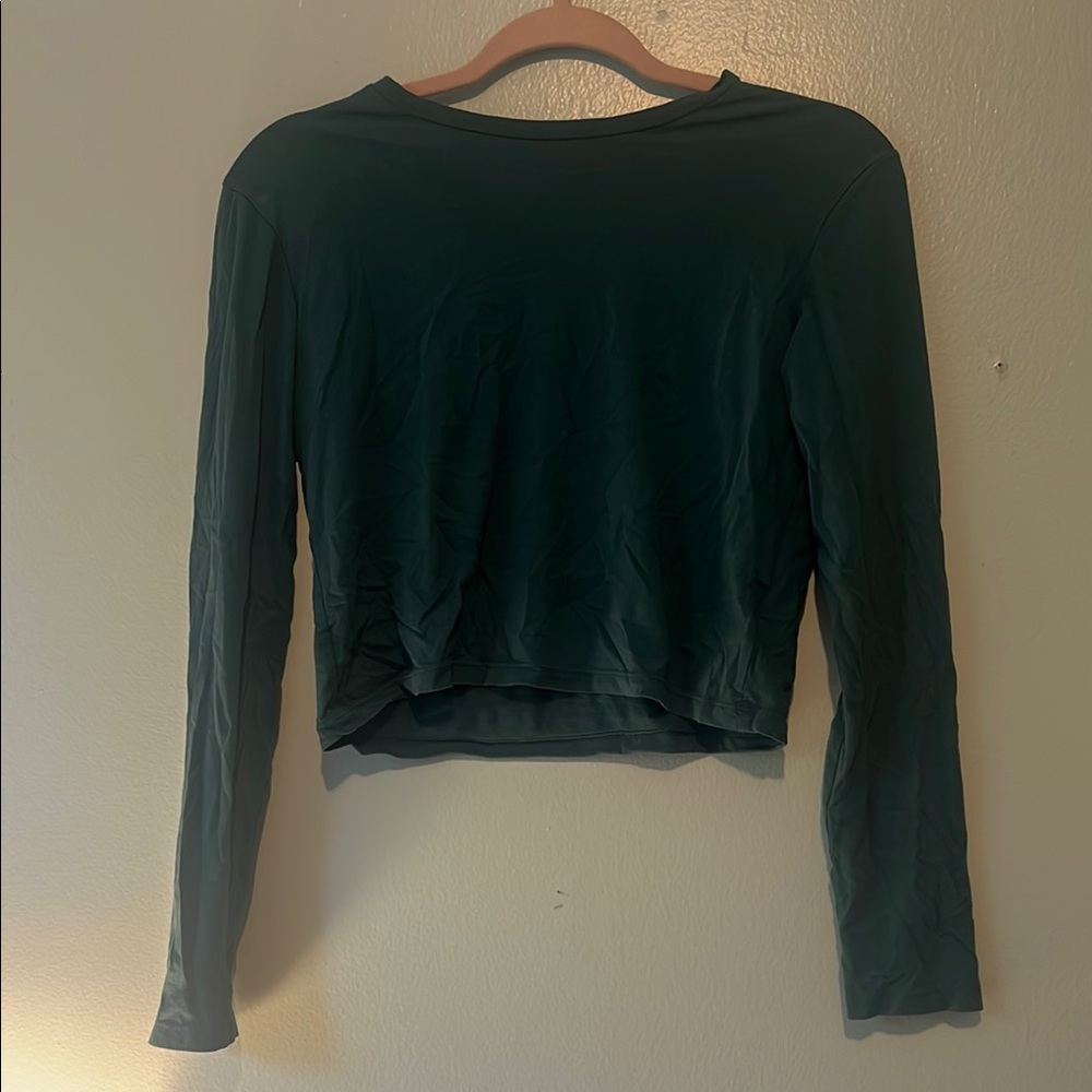 Wild Fable Green Long Sleeve Crop Blouse